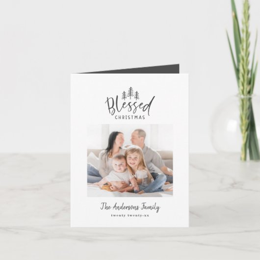 Modernes, minimalgesegnetes Weihnachtsrustikales F Feiertagskarte (Vorderseite)