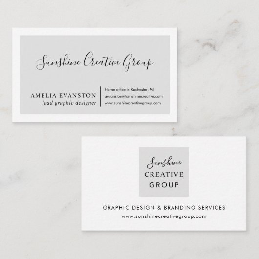 Modernes Minimalgrau Visitenkarte (Vorne/Hinten)