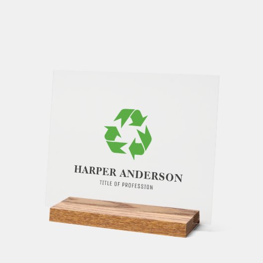 Modernes, minimalgrünes Öko Recycelnd Acrylzeichen Acrylschild (Winkel)