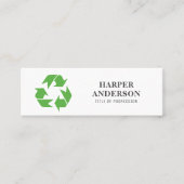 Modernes, minimalgrünes Öko Recycelnd Beruflich Mini Visitenkarte (Vorderseite)