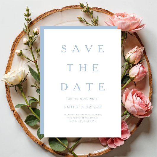 Modernes Minimalist Blau Save The Date