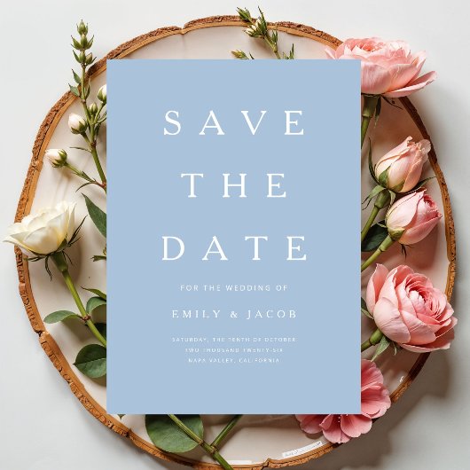 Modernes Minimalist Blau Save The Date