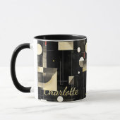 Modernes Minimalistisch - Abstraktes Schwarz & Cre Tasse (Links)