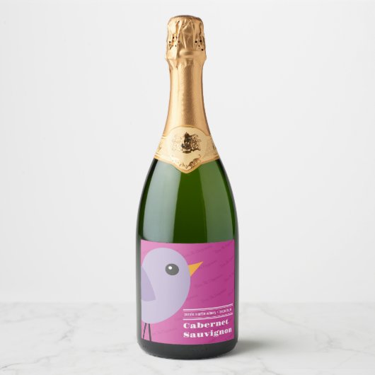 Modernes, Minimalistisch anpassbares Lila Schaumweinetikett (Vorderseite)