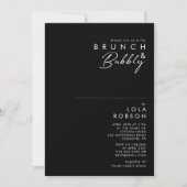 Modernes Minimalistisch | Black Brunch und Bubbly  Einladung (Vorderseite)