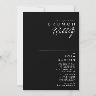 Modernes Minimalistisch Black Brunch und Bubbly Einladung