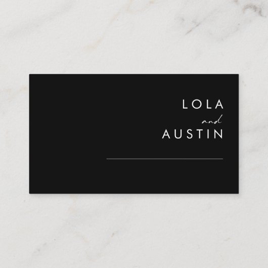 Modernes Minimalistisch | Black Flat Wedding Platz Platzkarte (Rückseite)