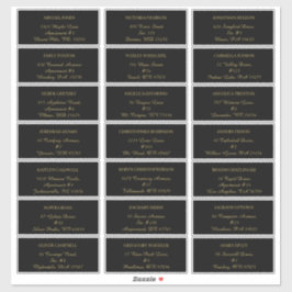 Modernes Minimalistisch | Black Gold Gästetikett Aufkleber