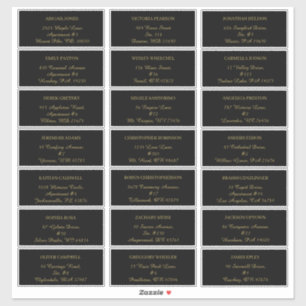 Modernes Minimalistisch Black Gold Gästetikett Aufkleber