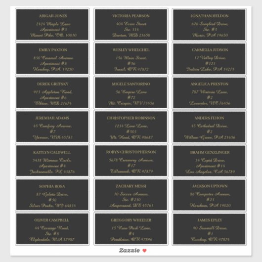 Modernes Minimalistisch | Black Gold Gästetikett Aufkleber (Blatt)