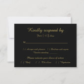 Modernes Minimalistisch | Black Gold Response Card RSVP Karte (Vorderseite)