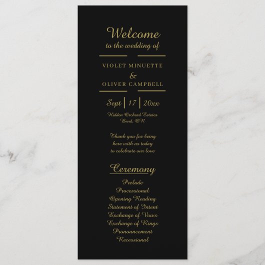 Modernes Minimalistisch | Black Gold Wedding Flat Programm (Vorderseite)
