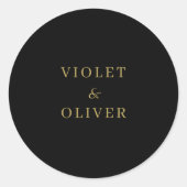 Modernes Minimalistisch | Black Gold Wedding Runder Aufkleber (Vorderseite)