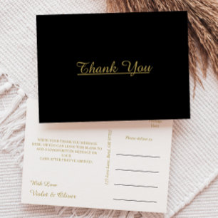 Modernes Minimalistisch   Black Gold Wedding Viele Postkarte