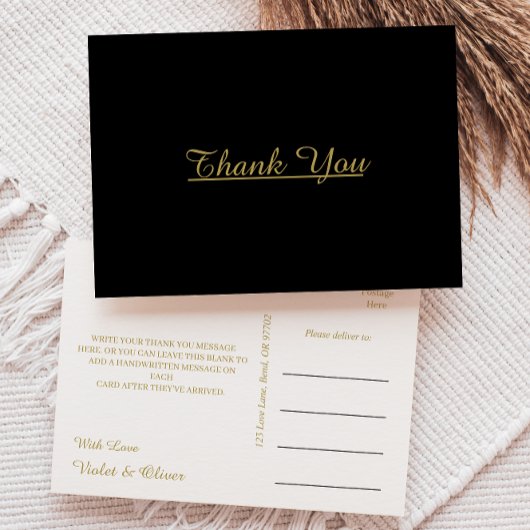 Modernes Minimalistisch | Black Gold Wedding Viele Postkarte