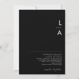 Modernes Minimalistisch | Black Monogram Wedding Einladung