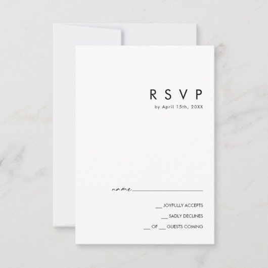 Modernes Minimalistisch | Black RSVP Card (Vorderseite)