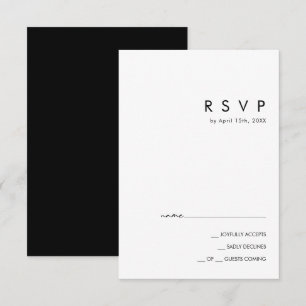Modernes Minimalistisch   Black RSVP Card Karte
