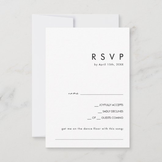 Modernes Minimalistisch | Black Song Request RSVP (Vorderseite)