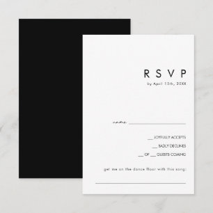 Modernes Minimalistisch   Black Song Request RSVP  Karte