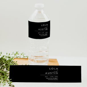 Modernes Minimalistisch Black Water Flasche Labe Wasserflaschenetikett