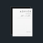 Modernes Minimalistisch | Black Wedding Advice Car Hinweiskarte<br><div class="desc">Diese moderne Minimalistin | Schwarze Hochzeitsratenkarte ist perfekt für Ihre klassische Hochzeit. Das schlichte, einzigartige abstrakte Design, begleitet von einem zeitgemäßen minimalen Drehbuch und einer Schwarz-Weiß-Farbpalette, verleiht diesem Produkt ein Gefühl von elegantem formalem Luxus und bleibe gleichzeitig simplizistisch, chic bhemian. Behalt es so, wie es ist, oder wähle es aus,...</div>