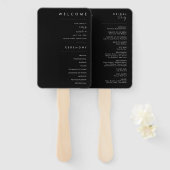 Modernes Minimalistisch | Black Wedding Program Fächer (Vorne und Hinten)