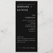 Modernes Minimalistisch | Black Wedding Program Programm (Vorderseite)