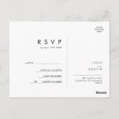 Modernes Minimalistisch | Black Wedding RSVP Postc Postkarte (Rückseite)