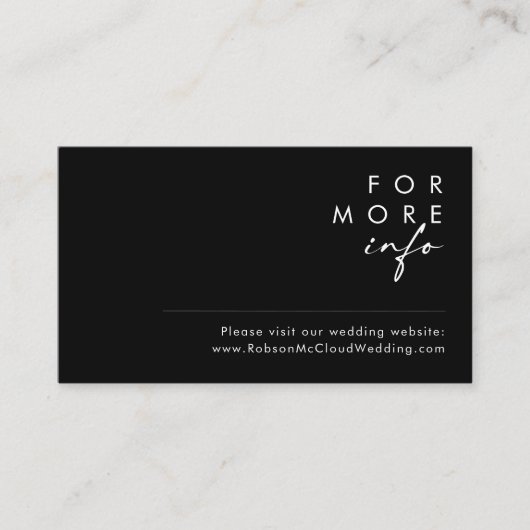 Modernes Minimalistisch | Black Wedding Website Ca Begleitkarte (Vorderseite)