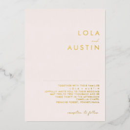 Modernes Minimalistisch | Blush and Gold Wedding R Folieneinladung