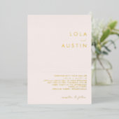 Modernes Minimalistisch | Blush and Gold Wedding R Folieneinladung (Stehend vorne)