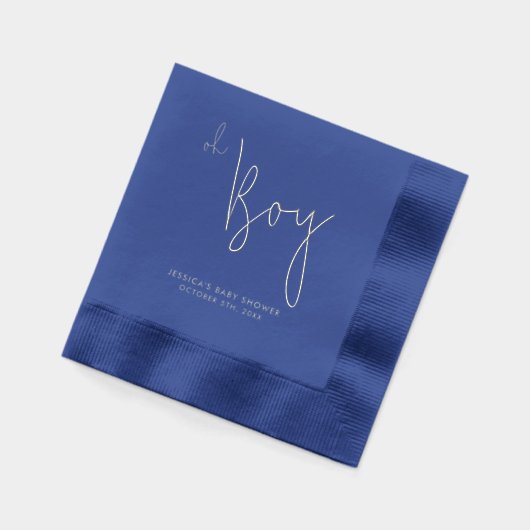 Modernes Minimalistisch Boy Baby Duschsilber Servietten Mit Folie (Links)