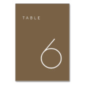Modernes Minimalistisch-braunes Tischnummer (Rückseite)