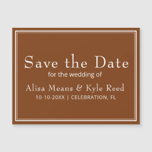 Modernes Minimalistisch Brown Save the Date Magnetkarte