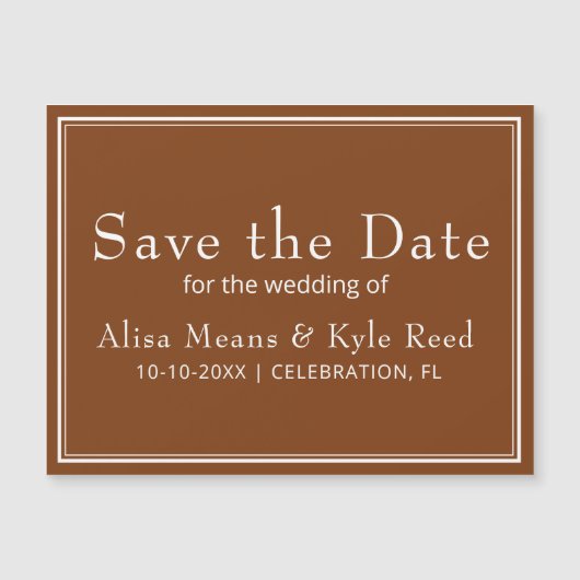 Modernes Minimalistisch Brown Save the Date Magnetkarte (Vorderseite)