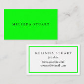 Modernes Minimalistisch Chic Lime Green Visitenkarte (Vorne/Hinten)