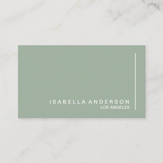 Modernes Minimalistisch Chic Sage Green Beruflich Visitenkarte (Vorderseite)
