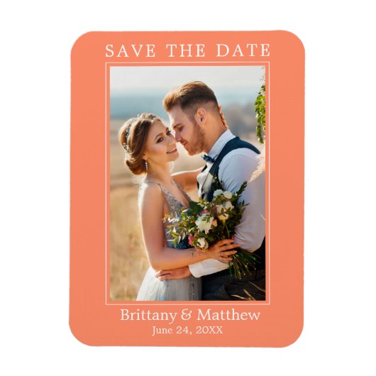 Modernes Minimalistisch Coral Save the Date Magnet (Vertikal)