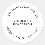 Modernes Minimalistisch | Einfache weiße Rücksende Runder Aufkleber (Vorderseite)