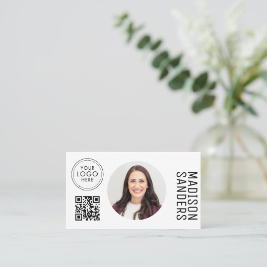 Modernes Minimalistisch einfaches Berufliches Foto Visitenkarte (Stehend Vorderseite)