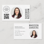 Modernes Minimalistisch einfaches Berufliches Foto Visitenkarte (Vorne/Hinten)