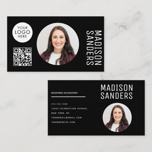 Modernes Minimalistisch einfaches Berufliches Foto Visitenkarte (Vorne/Hinten)