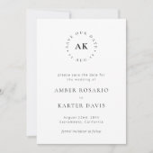 Modernes Minimalistisch einfaches Monogramm Save The Date (Vorderseite)