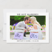 Modernes Minimalistisch Einfaches Wir Got Verheira Dankeskarte (Vorderseite)