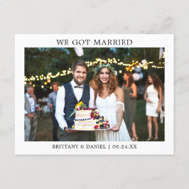 Modernes Minimalistisch Einfaches Wir Got Verheira Postkarte