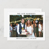 Modernes Minimalistisch Einfaches Wir Got Verheira Postkarte (Vorne/Hinten)