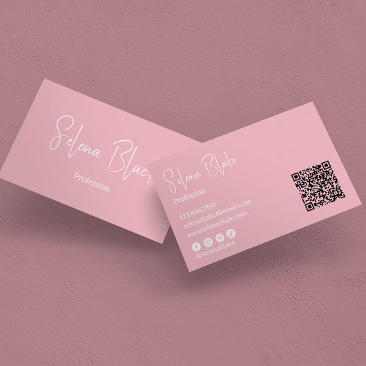 Modernes Minimalistisch | Elegant Blossom & QR Cod Visitenkarte