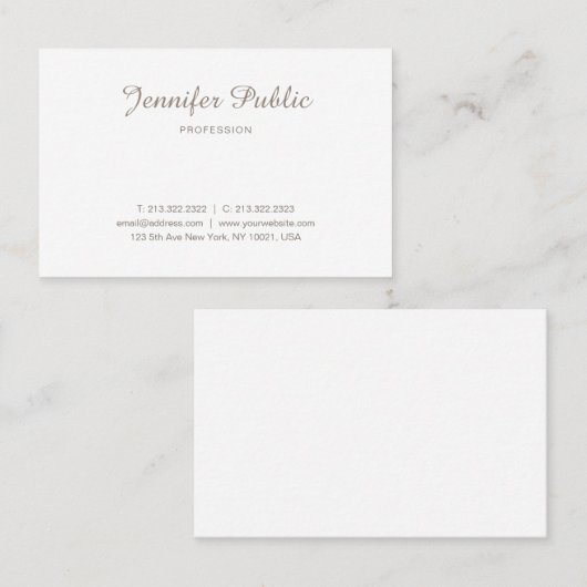 Modernes Minimalistisch Elegantes Einfaches Berufl Visitenkarte (Vorne/Hinten)