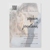 Modernes Minimalistisch | Foto QR-Code Save the Da Magneteinladung (Vorderseite)